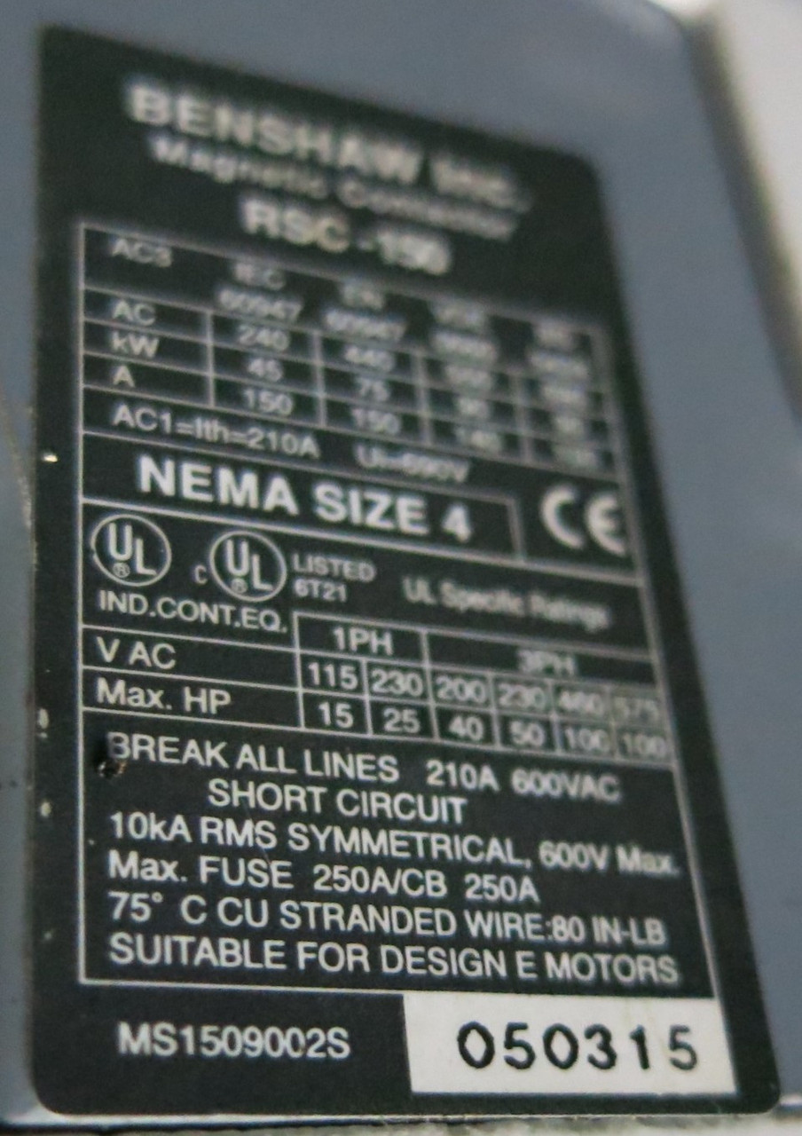 GE QMR Size 4 Fusible Combination Starter FVNR 177-55220 75 Amp w Benshaw RSC150 (GA0558-1)