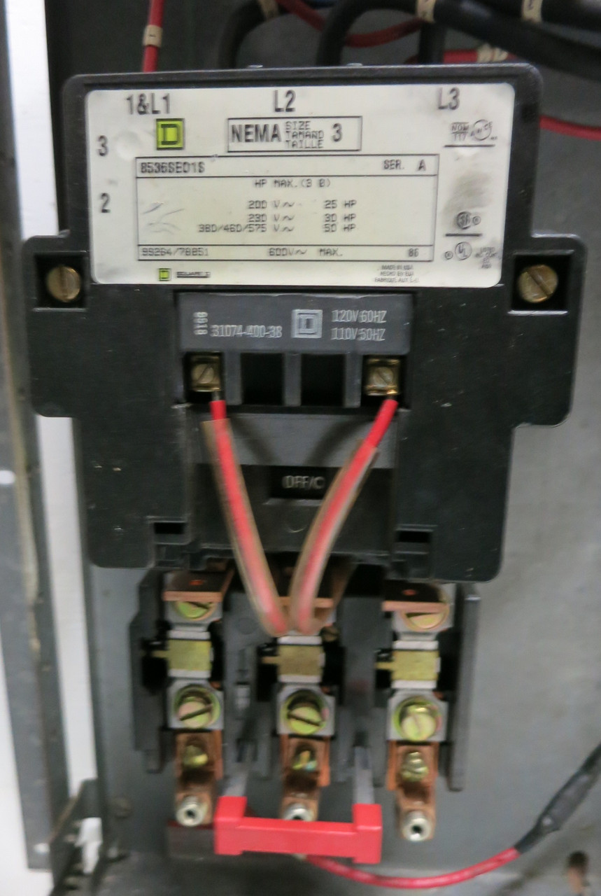 GE QMR Size 3 Fusible Combination Starter FVNR 177-55220 w Square D Starter 8536 (GA0555-2)