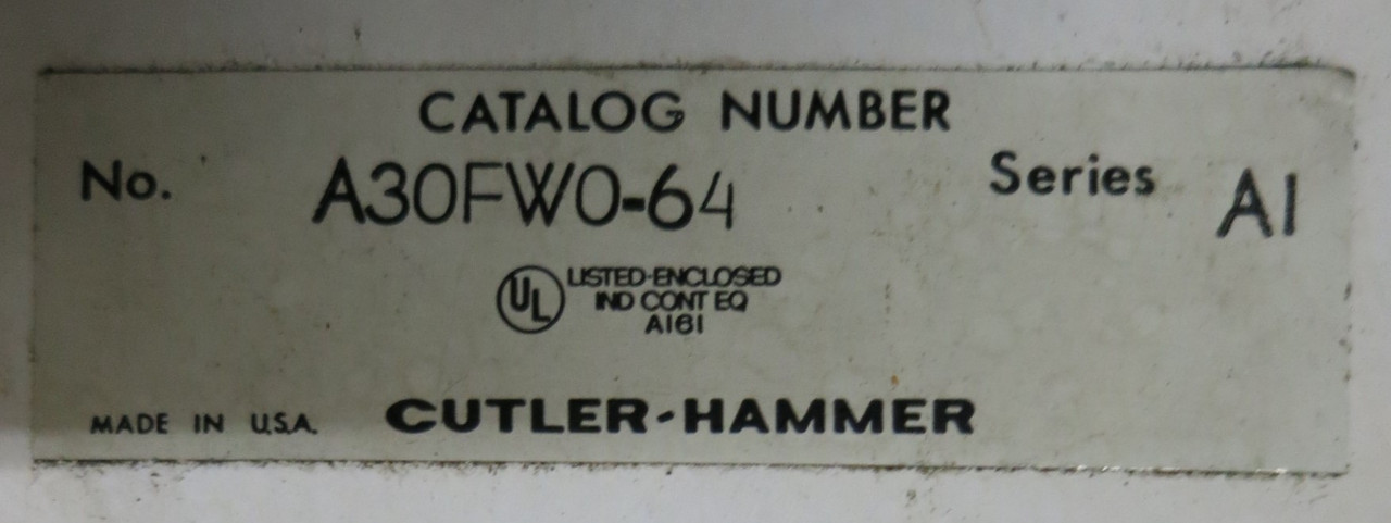 Westinghouse A30FW0-64 A1 Size 3 100 Amp Breaker Combination Starter Box 100A (GA0582-1)