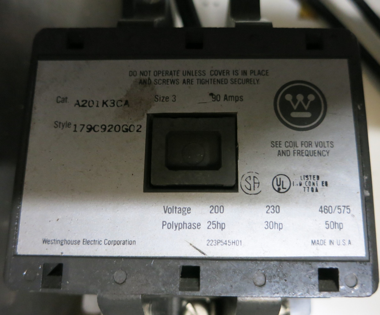Westinghouse A30FW0-64 A1 Size 3 100 Amp Breaker Combination Starter Box 100A (GA0582-1)