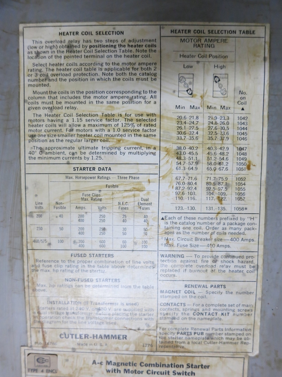 Westinghouse A30FW0-64 A1 Size 3 100 Amp Breaker Combination Starter Box 100A (GA0582-1)