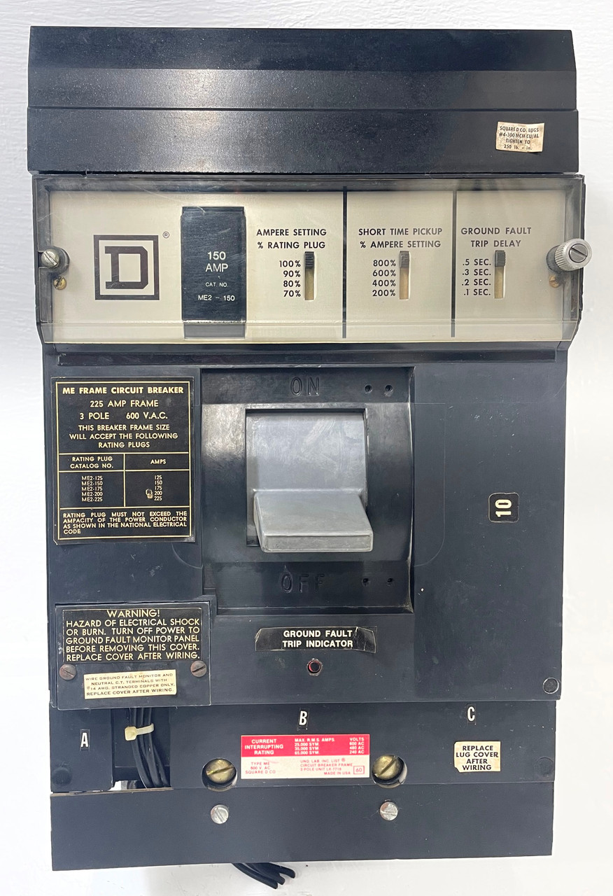 Square D I-Line ME236G 225A Circuit Breaker w/ 150 Amp Plug & Shunt & Ground 3P (EM4210-1)