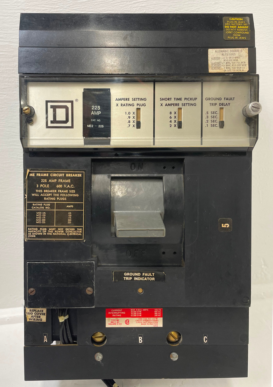 Square D I-Line ME236G 225A Circuit Breaker w/ 225 Amp Plug & Shunt & Ground 3P (EM4208-1)