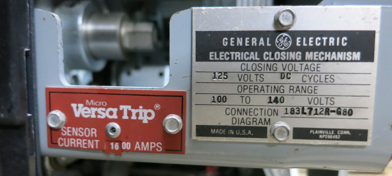 GE AKR-6D-50 1600A Air Breaker TA9VT20MA1 Trip 1600 Amp MicroVersaTrip LS EO (GA0654-4)