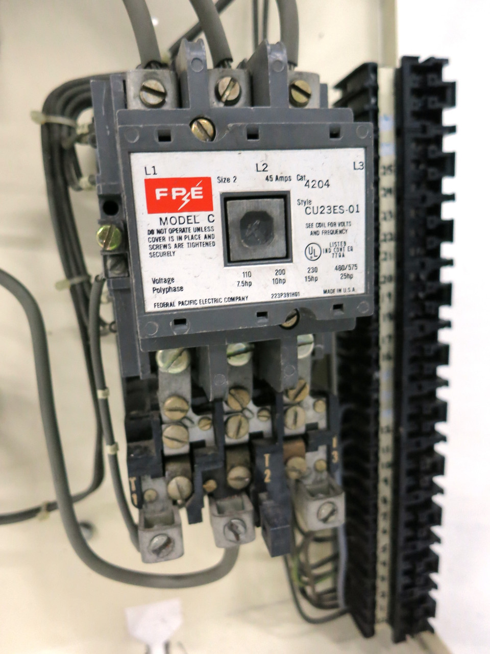 FPE 5320 Size 2 Starter 50A Breaker 24" MCC Bucket 50 Amp Motor Control 5310 (DW3450-3)