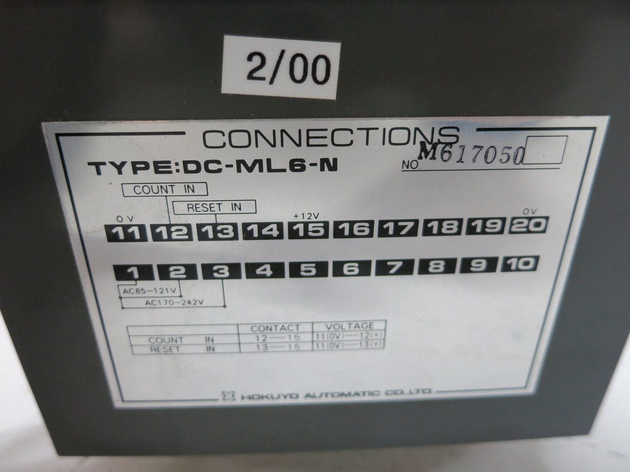 Hokuyo DC-ML6-N Digital Auto Counter DCML6N Display Readout (DW3469-1)