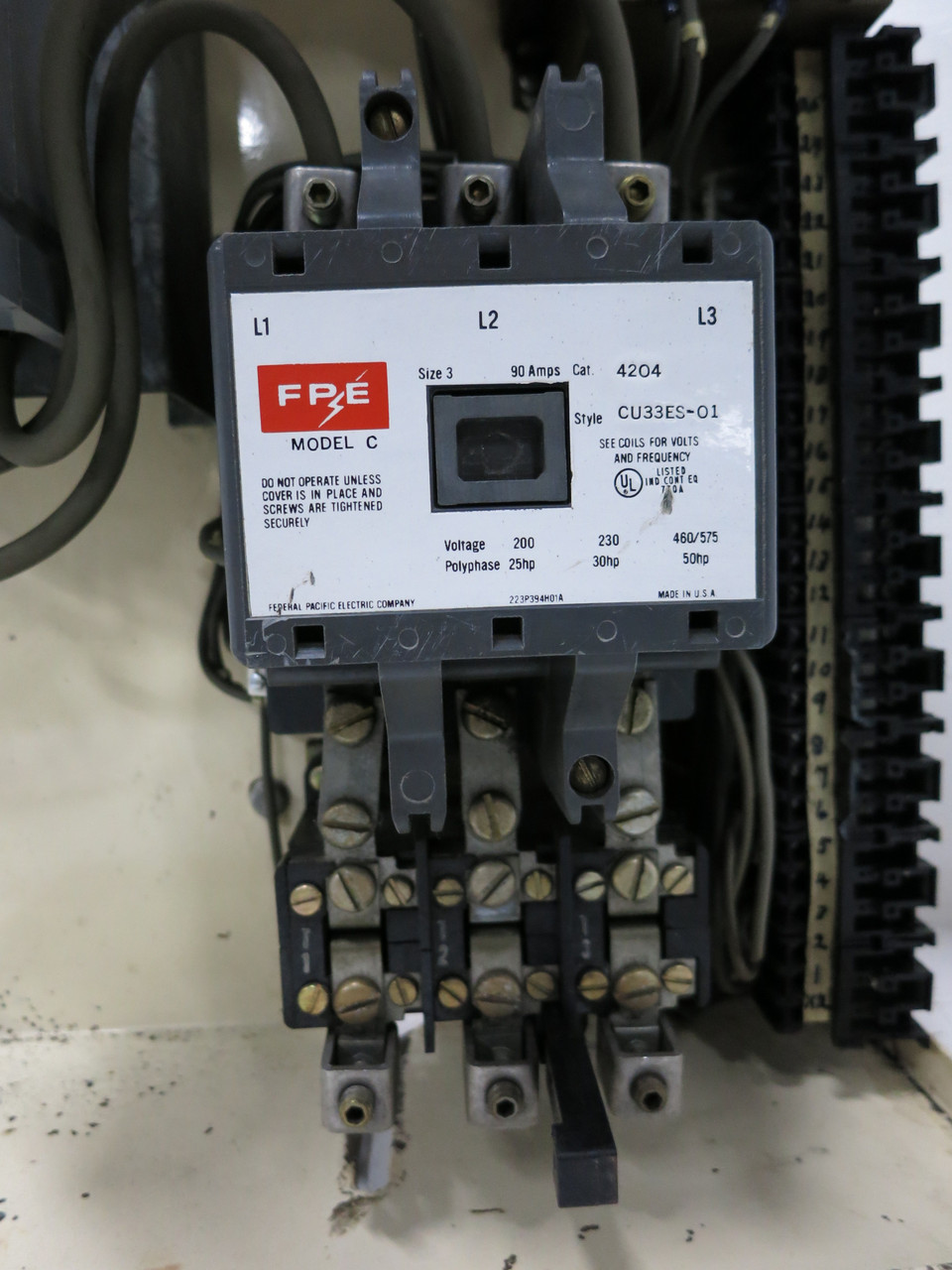 FPE 5320 Size 3 Starter 100A Breaker 18" MCC Bucket 100 Amp Motor Control 5310 (DW3483-33)