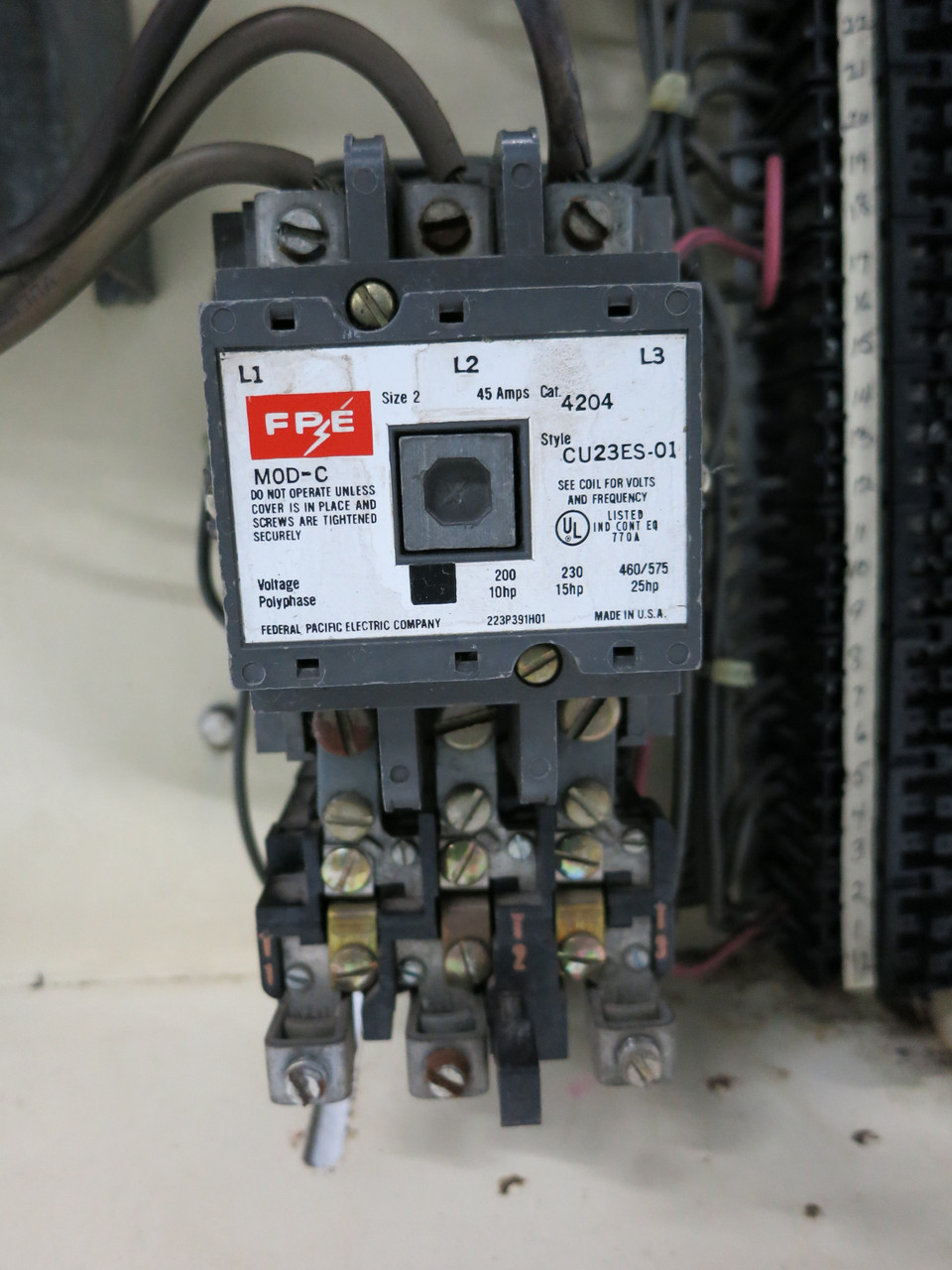 FPE 5320 Size 2 Starter 50 Amp Breaker 18" MCC Bucket 50A Motor Control 5310 (DW3507-90)