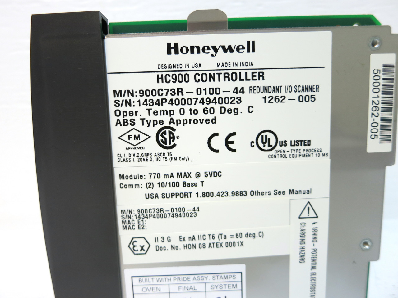 Honeywell 900C73R-0100-44 HC900 Redundant I/O Scanner PLC Module 50001439-250+E (DW3528-4)
