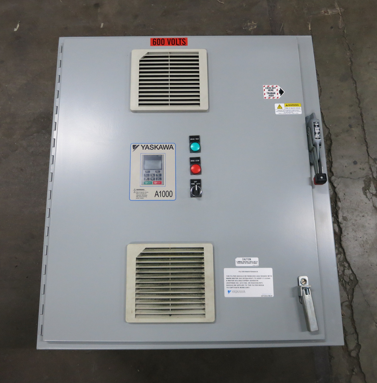 Yaskawa CIMR-AU5A0052FAA Enclosed 50 HP A1000 AC VS Drive 600V 3PH 52A 50HP (DW3539-1)