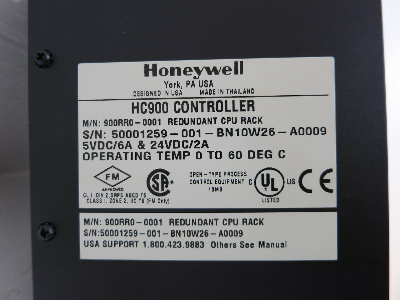 Honeywell 900RR0-0001 HC900 Controller Redundant CPU Rack PLC 50002122-001 (DW3558-1)