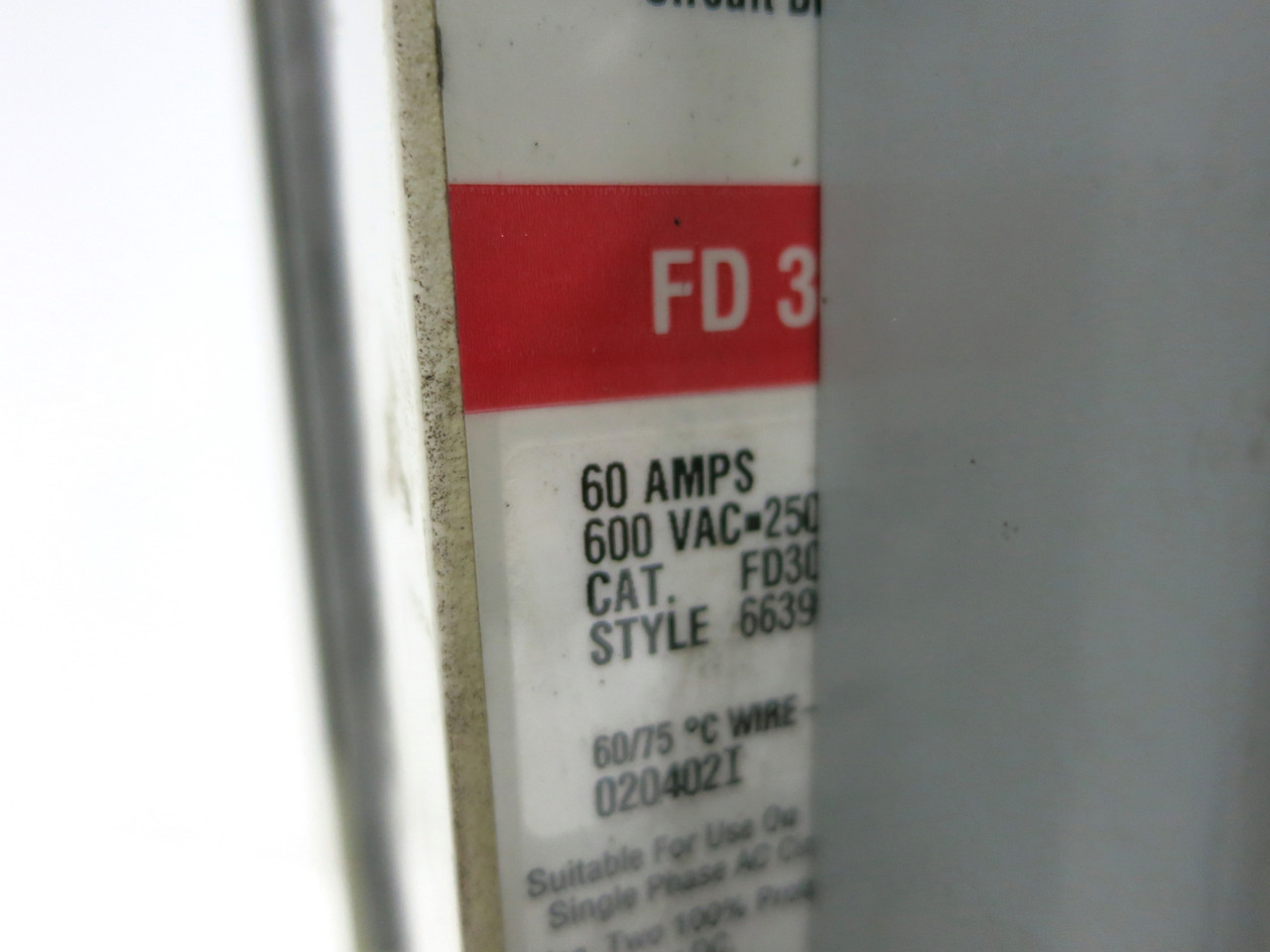 FPE 5320 60 Amp Breaker 18" Feeder MCC Bucket 60A Motor Control Unit 5310 (DW3582-37)