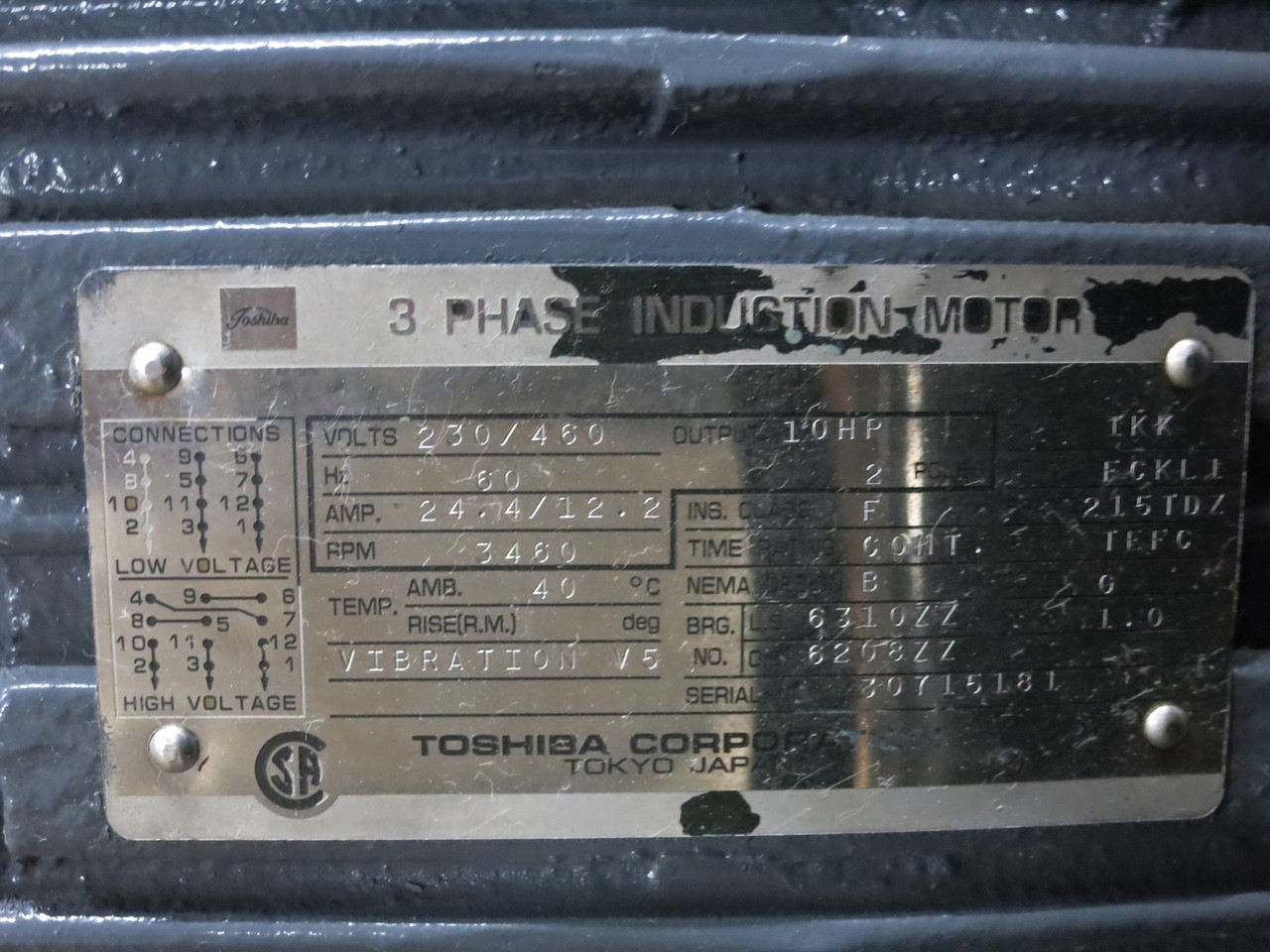 Chugai 2HTB-6C2-60H4(T) Diamond Turbo-Blower 10 HP Motor 3PH 847 CFM 3500 RPM (DW3605-1)