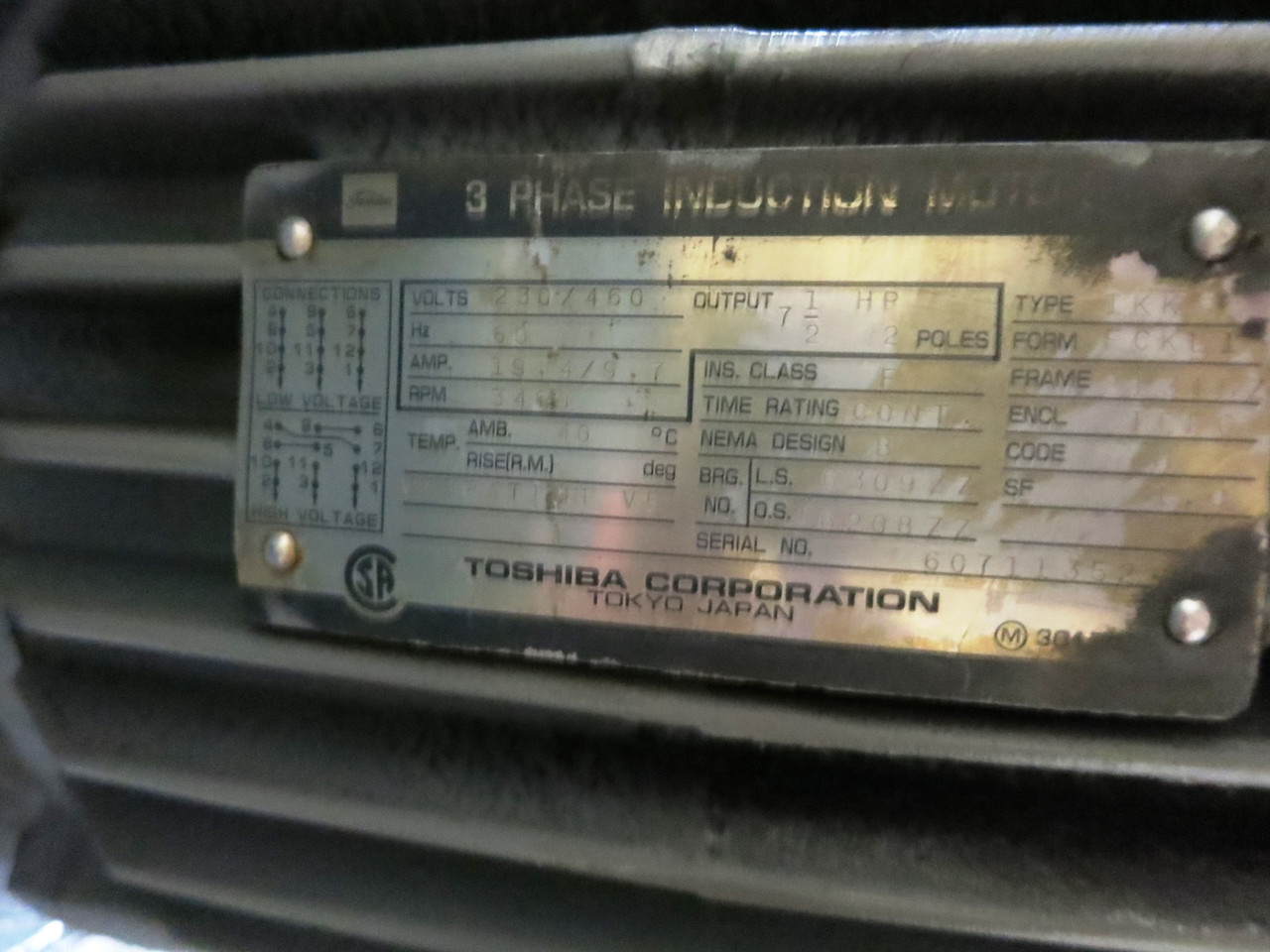 Chugai 2HTB-5C2-60M4(T) Diamond Turbo-Blower 7.5 HP Motor 3PH 883 CFM 3500 RPM (DW3604-2)