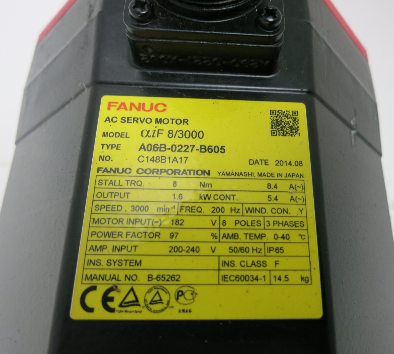 Fanuc aiF 8/3000 i A06B-0227-B605 3000 RPM AC Servo Motor Pulsecoder aiAR128 (GA0717-5)