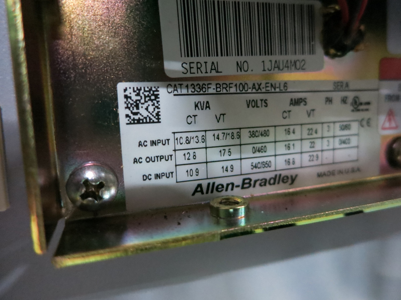 Allen Bradley 1336F-BRF100-AX-EN-L6 10 HP 1336 Plus II Enclosed AC VS Drive 480V (DW3620-2)