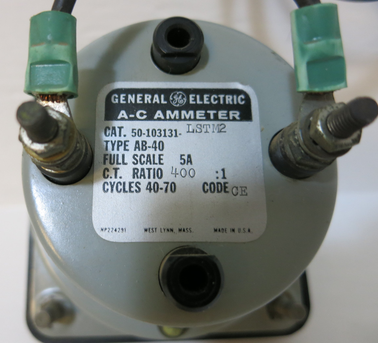 GE A-C Ammeter 50-103131-LSTM2 AB-40 General Electric Ammeter CT Ratio 400:1 (GA0541-5)