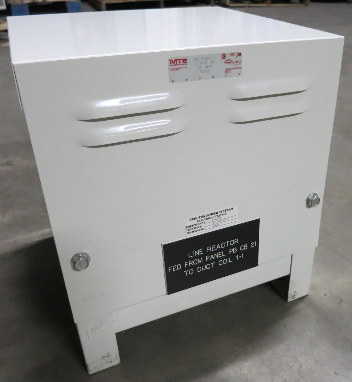 MTE RL-03513 Drive Line Reactor w Enclosure 3PH RL-03503 35A 1.2 mH RL03503 (GA0619-2)