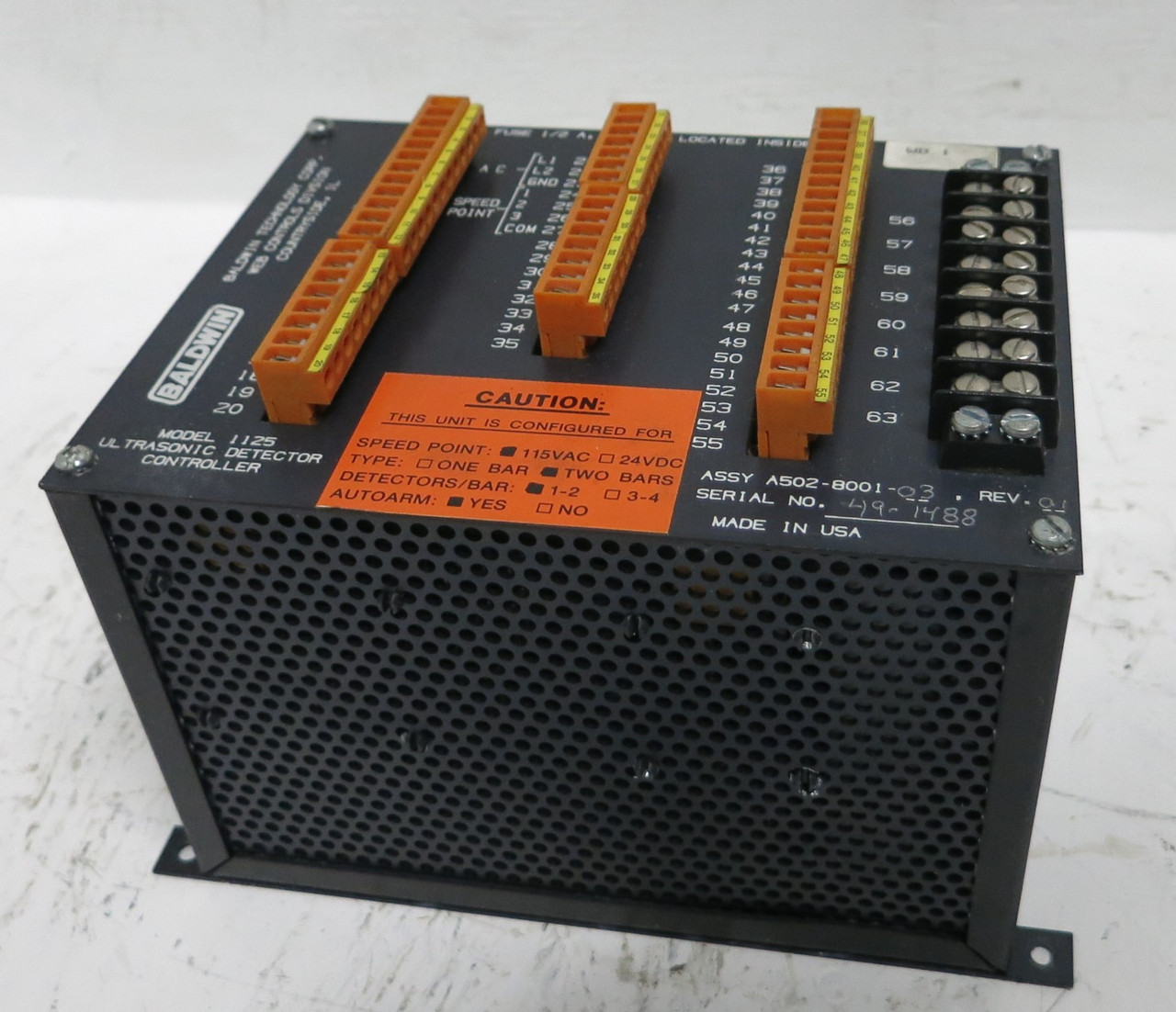 Baldwin 1125 Ultrasonic Detector Controller A502-8001-03 Rev 01 (GA0683-4)