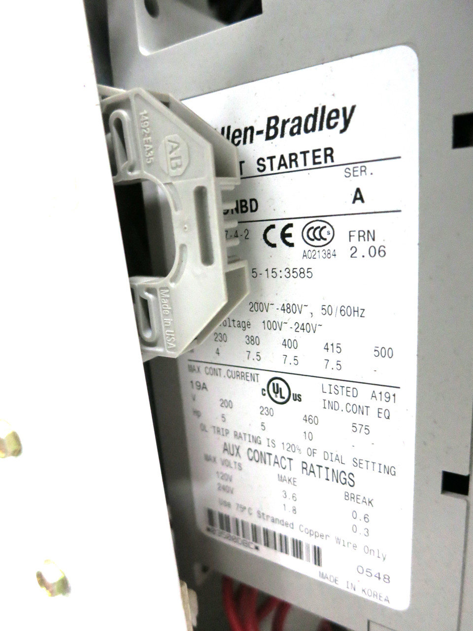 Allen Bradley 2100 60A Fusible 10HP SMC-3 Soft Starter 12" MCC Bucket 60 Amp (DW3666-1)