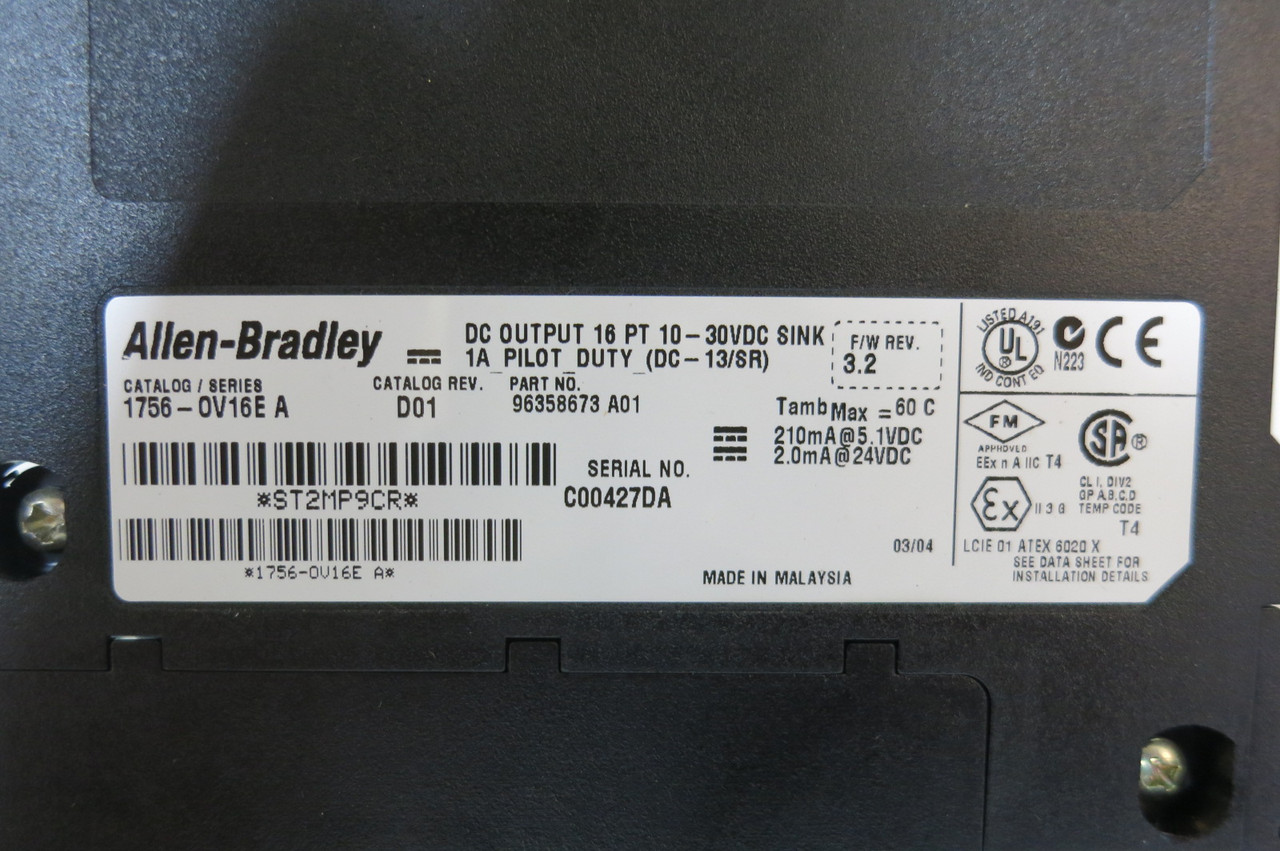 Allen Bradley 1756-OV16E A DC Output Module 16 PT F/W Rev 3.2 96358673 PLC AB (PM3134-17)