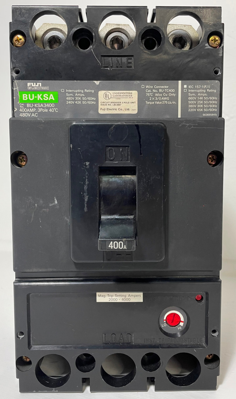Fuji Electric BU-KSA3400 400A Circuit Breaker BU-KSA 480 VAC BUKSA3400 400 Amp (EM4270-4)
