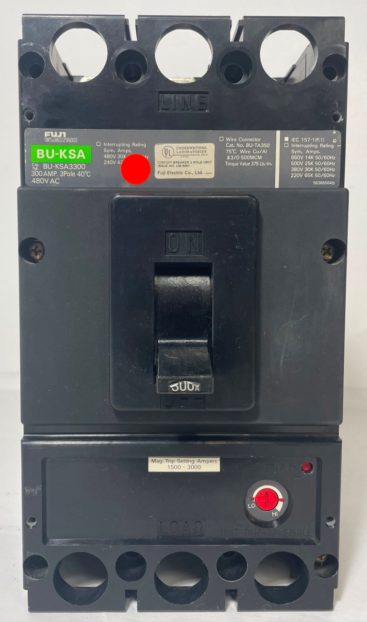 Fuji Electric BU-KSA3300 300A Circuit Breaker BU-KSA 480 VAC BUKSA3300 300 Amp (EM4272-14)