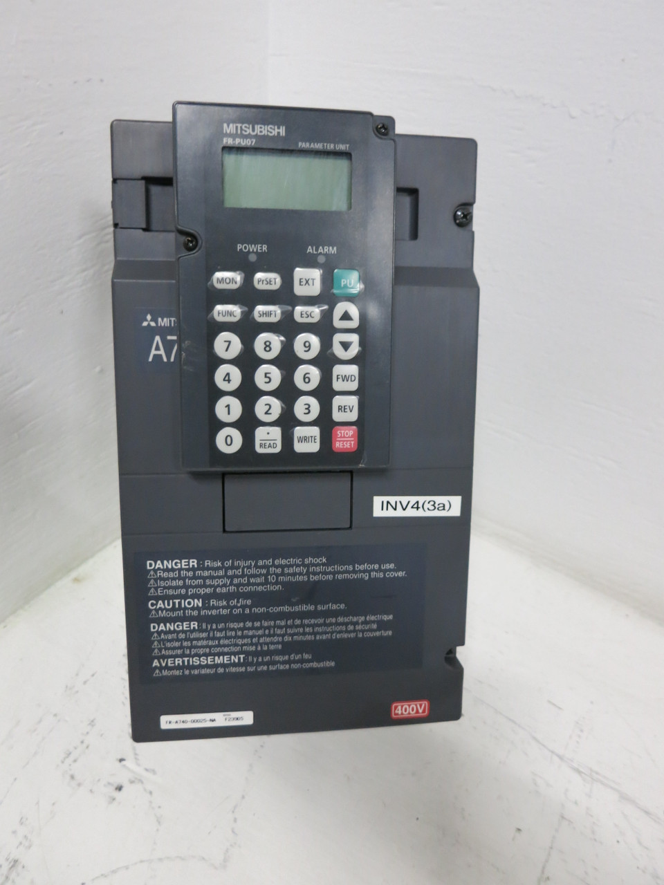 Mitsubishi FR-A740-00025-NA Inverter VS Drive 1 HP A700 480V 3PH 6A 2012 (GA0780-5)