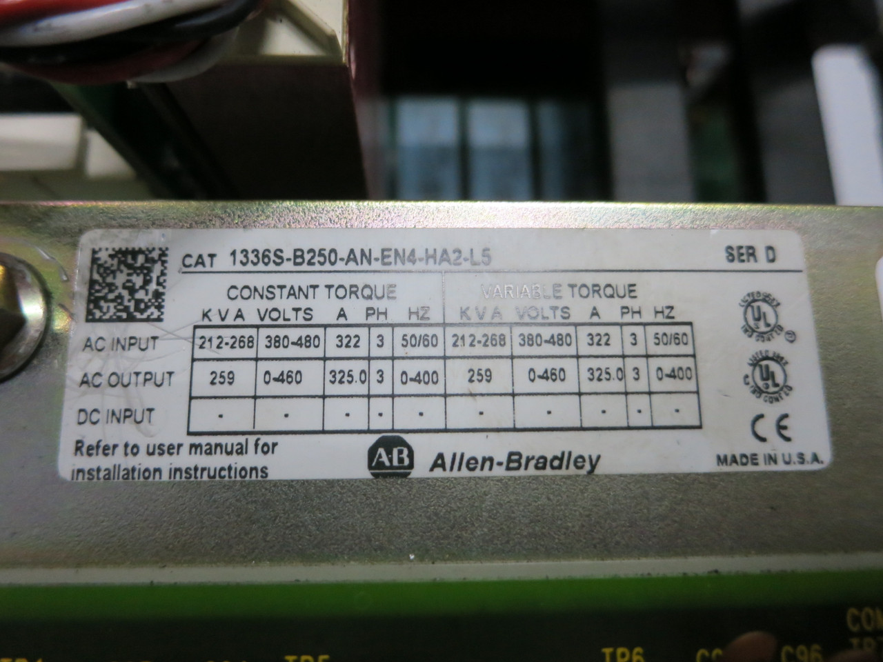 Allen Bradley 1336S-B250-AN-EN4-HA2-L5 250 HP AC VS Drive 480V 1336SB250 250HP (GA0800-3)