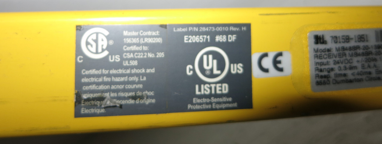 STi MS46SR-20-1390-Q1-R-NC-FN-TY1 Receiver 70158-1851 57" Light Curtain 4600 Ser (GA0809-1)