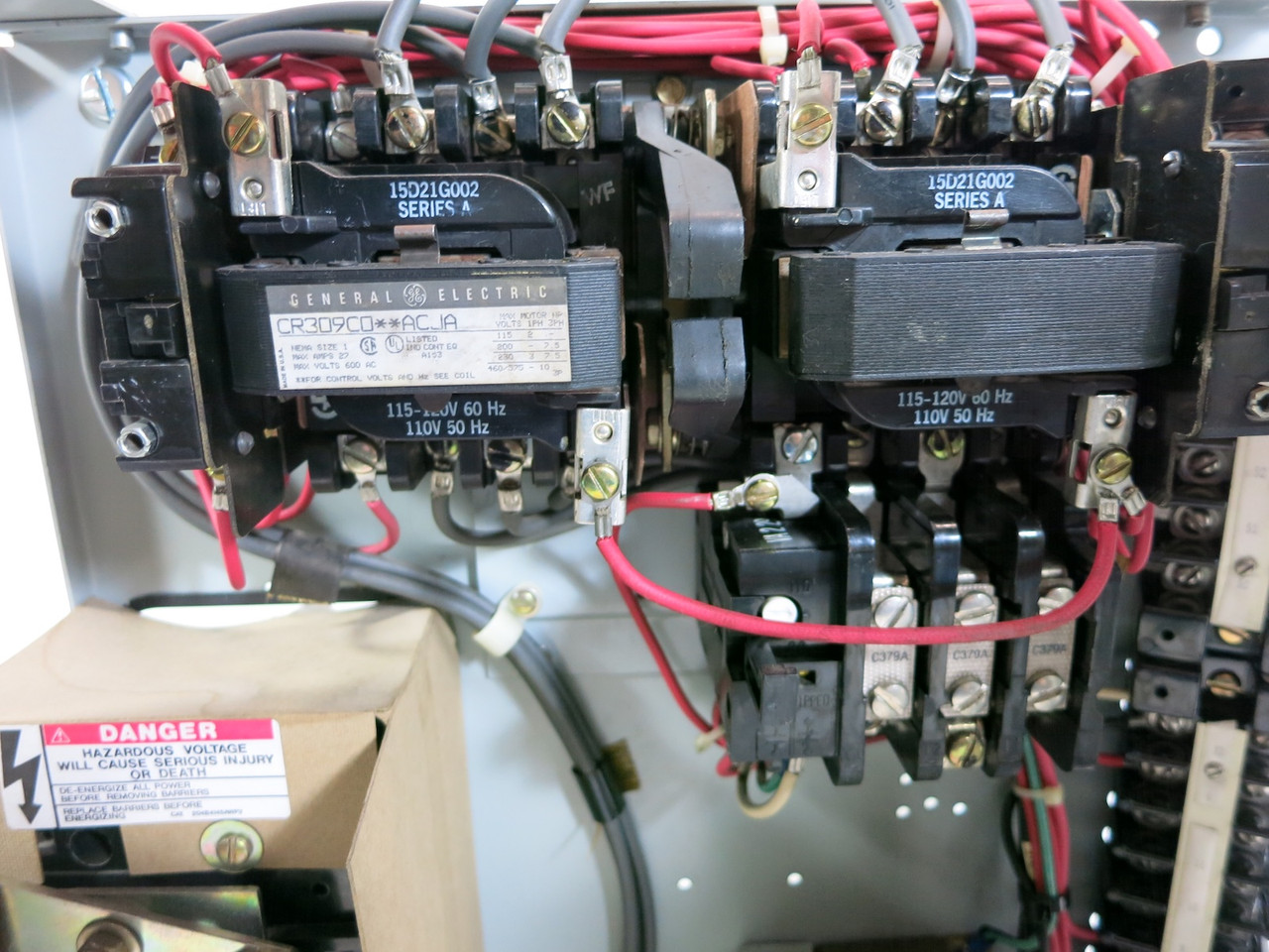 GE 8000 15A Breaker Size 1 Reversing Starter 18" MCC Bucket 15 Amp THED CR309 (DW3875-1)