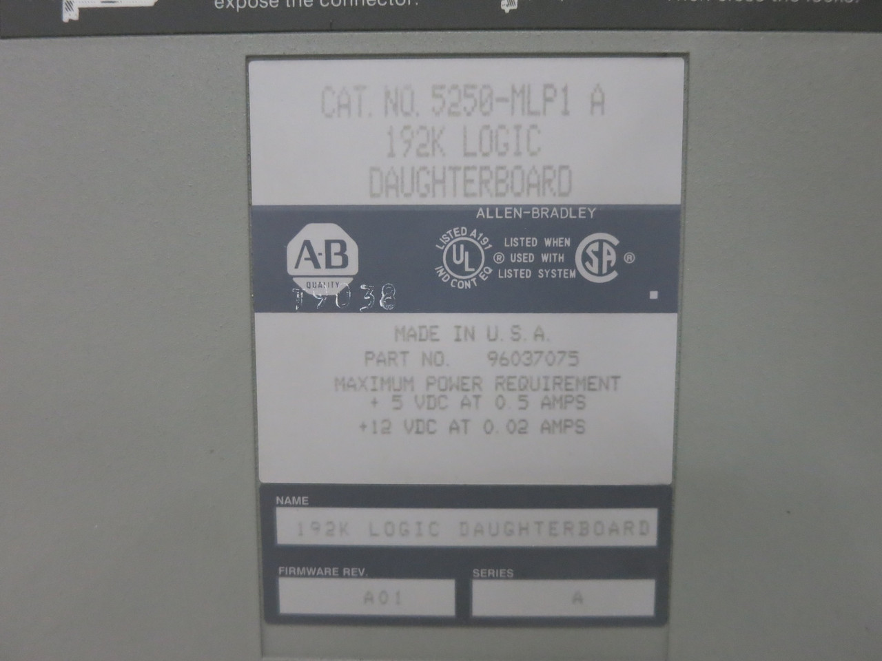 Allen Bradley 5250-LP +  5250-MLP1 Logic Processor Host Board PLC Module Pyramid (DW3899-1)