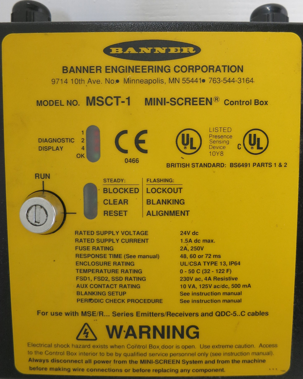 Banner MSCT-1 Multi-Screen Control Box Light Curtain Controller 230 VAC 4A (GA0823-1)