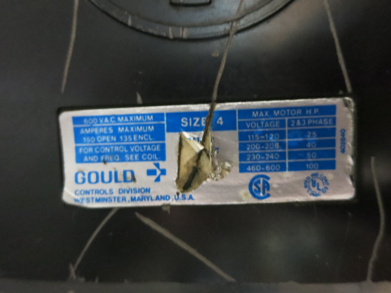 ITE Gould 5600 225A Breaker Size 4 Starter 30" MCC Bucket 225 Amp A203F JL3-F400 (DW3915-1)