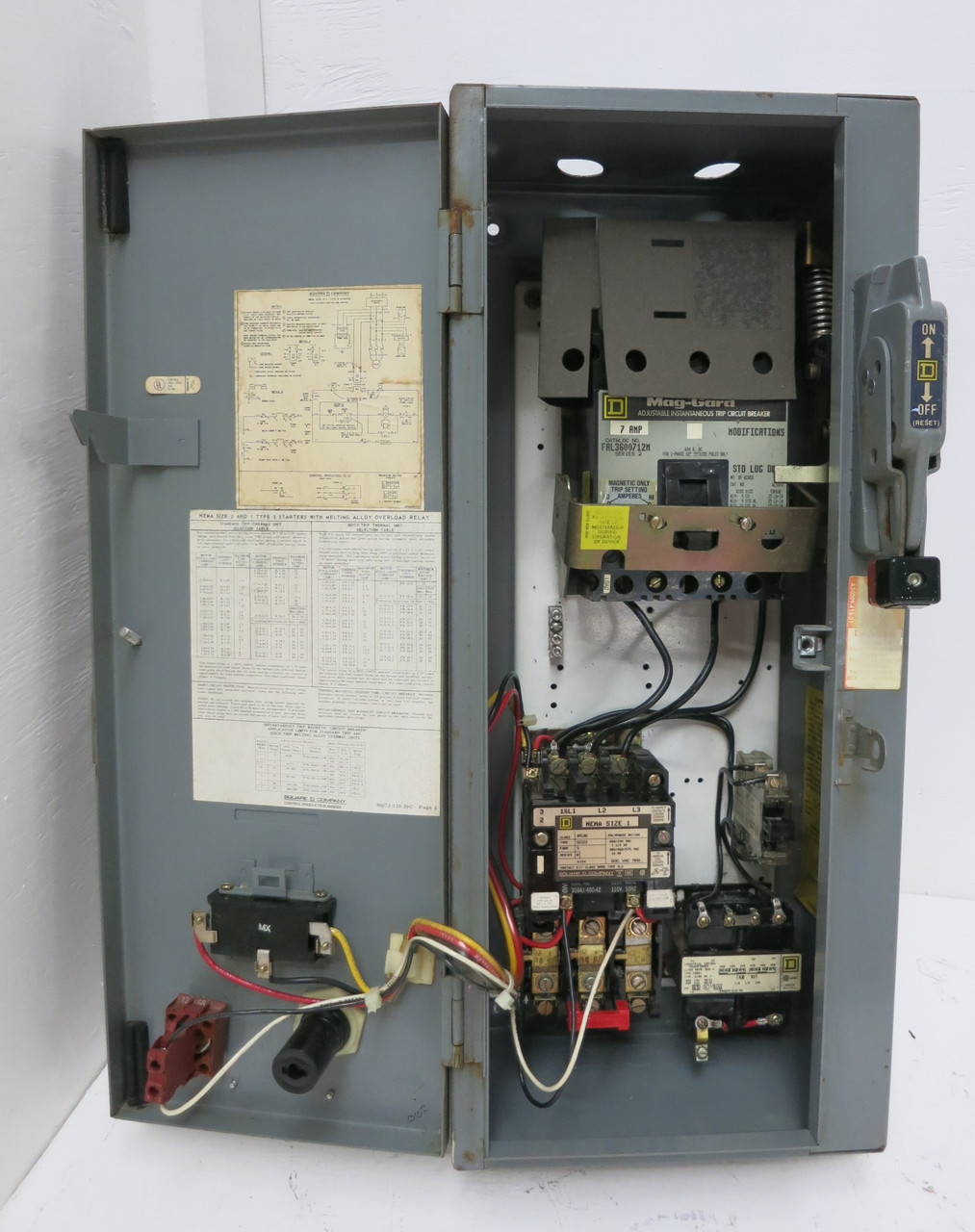 Square D Combination Starter Size 1 8539SCG42 AF4T Ser D 7 Amp FAL3600712M Sz1 (GA0848-1)