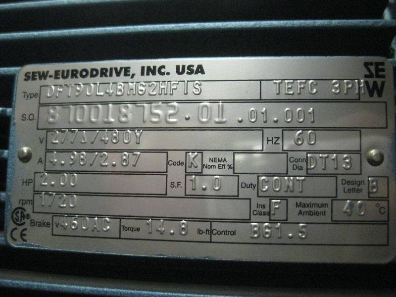 Sew Eurodrive R107R77D 2 HP Ratio:369 Gear Reducer NEW (EBI3646-1)