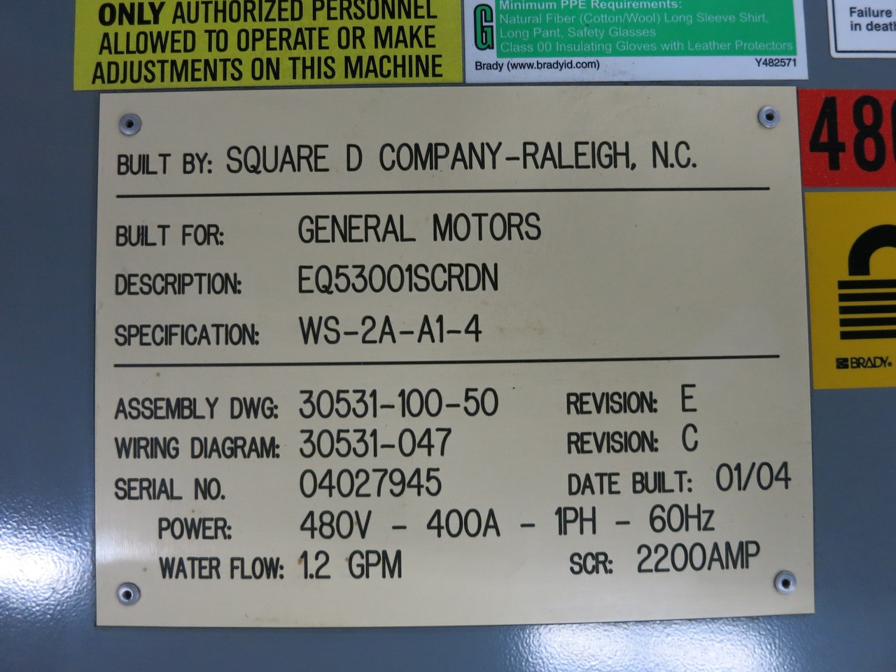 Square D EQ5300 8993 Resistance Weld Control 400A Breaker LC1F400 Contactor (DW4026-1)