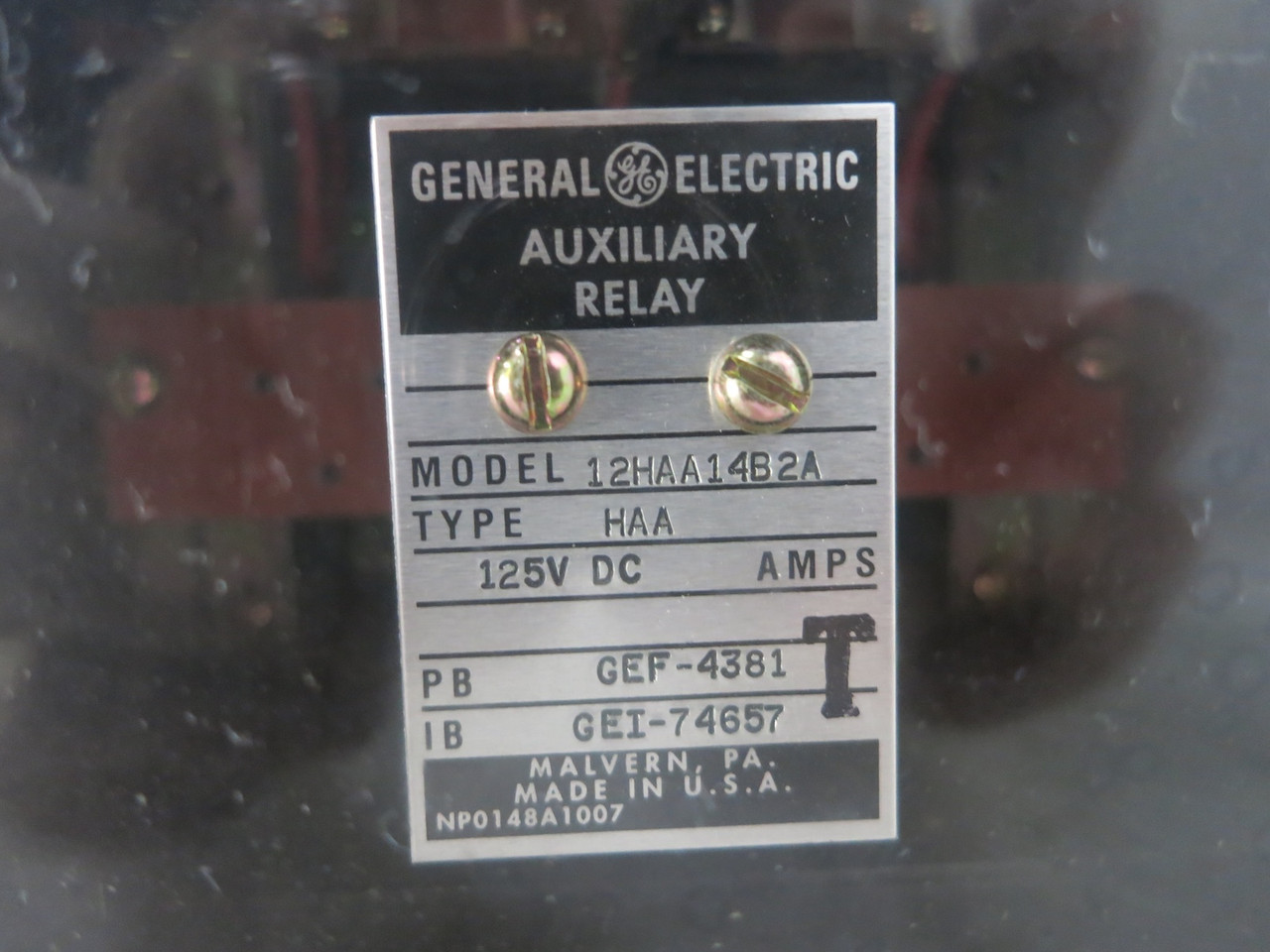 GE 12HAA14B2A Auxiliary Control Relay 125 VDC Type HAA 125VDC General Electric (DW4070-2)