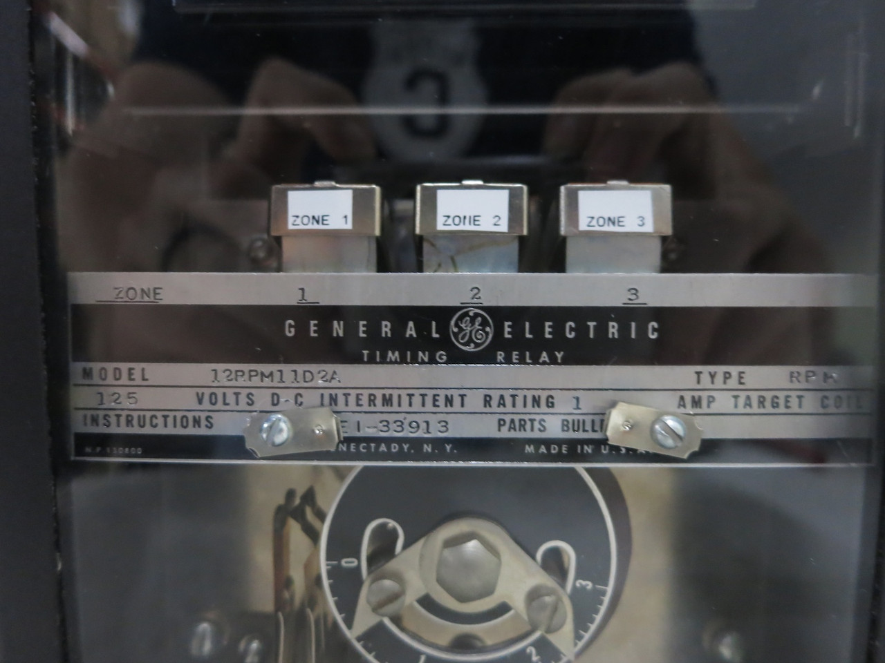 GE 12RPM11D2A Timing Relay Type RPM 125 VDC 1A General Electric (DW4077-1)