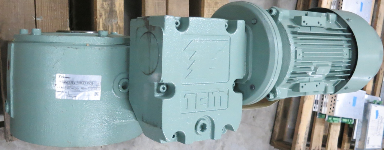 Tsubaki SWME125V150RLF150B Gear Drive Reducer 3HP Motor 1:150 Ratio 460V 1755RPM (GA0894-2)