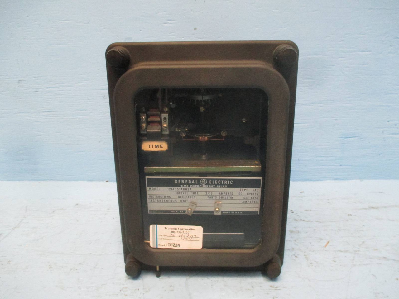 GE 12IAC51A802A Time Overcurrent Relay Type IAC 12-IAC51A802A  2/16 Amperes (EBI1669-2)
