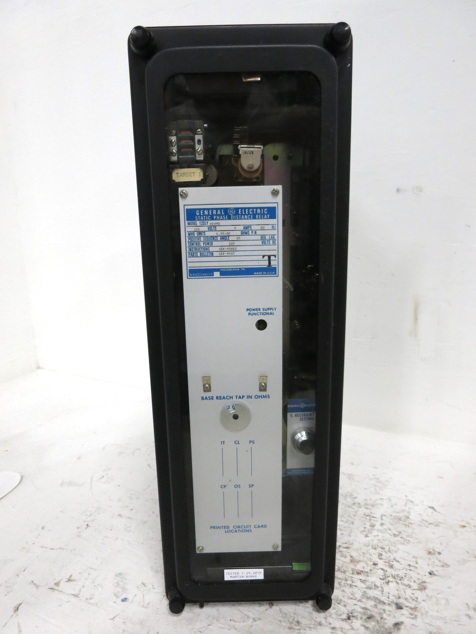 GE 12SLY82A4D Static Phase Distance Relay 120V 5A MHO Units 0.75-30 Ohms (DW4096-1)