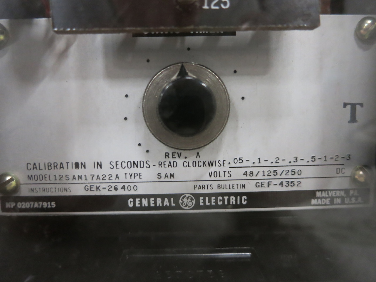 GE 12SAM17A22A Static Timing Relay Type SAM 48/125/250 V DC .05-3 (DW4094-1)