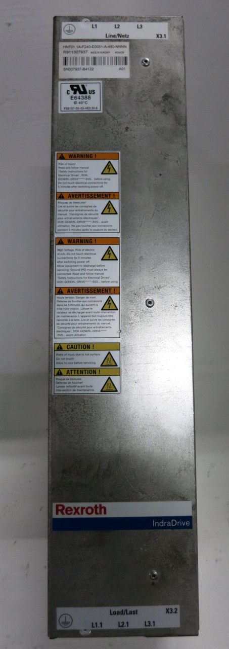 Rexroth HNF01.1A-F240-E0051-A-480-NNNN IndraDrive Inverter 480 VAC 51A 60Hz (GA0914-1)