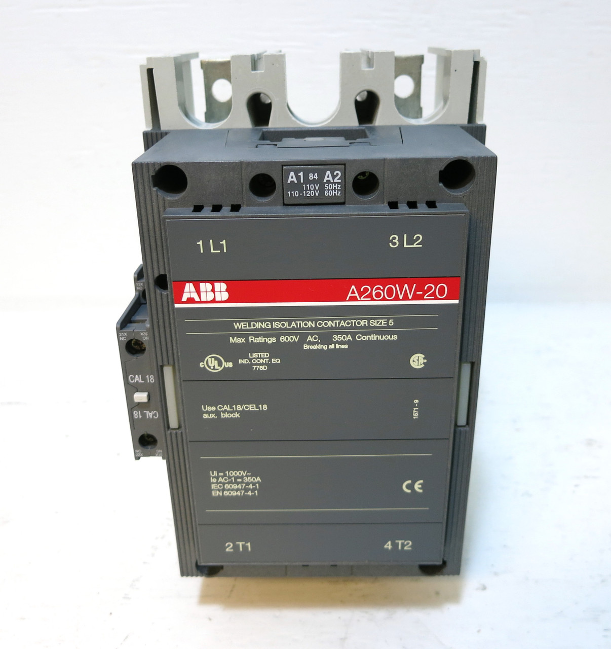 NEW ABB A260W-20-11-84 Size 5 Welding Isolation Contactor 2 Pole 350A 120V Coil (DW4158-1)