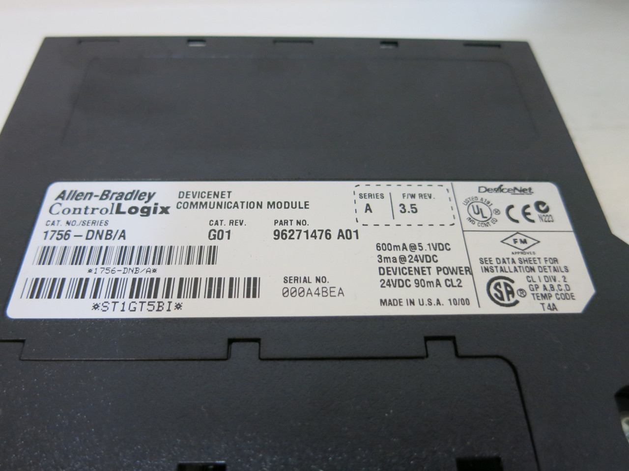 Allen Bradley 1756-DNB/A F/W Rev 3.5 G01 DeviceNet Communication Module PLC (GA0958-3)