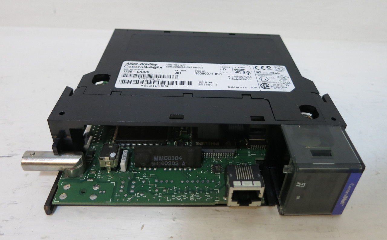 Allen Bradley 1756-CNB Ser D Rev M02 FW 5.45 ControlLogix Control Net Comm PLC (GA0973-1)