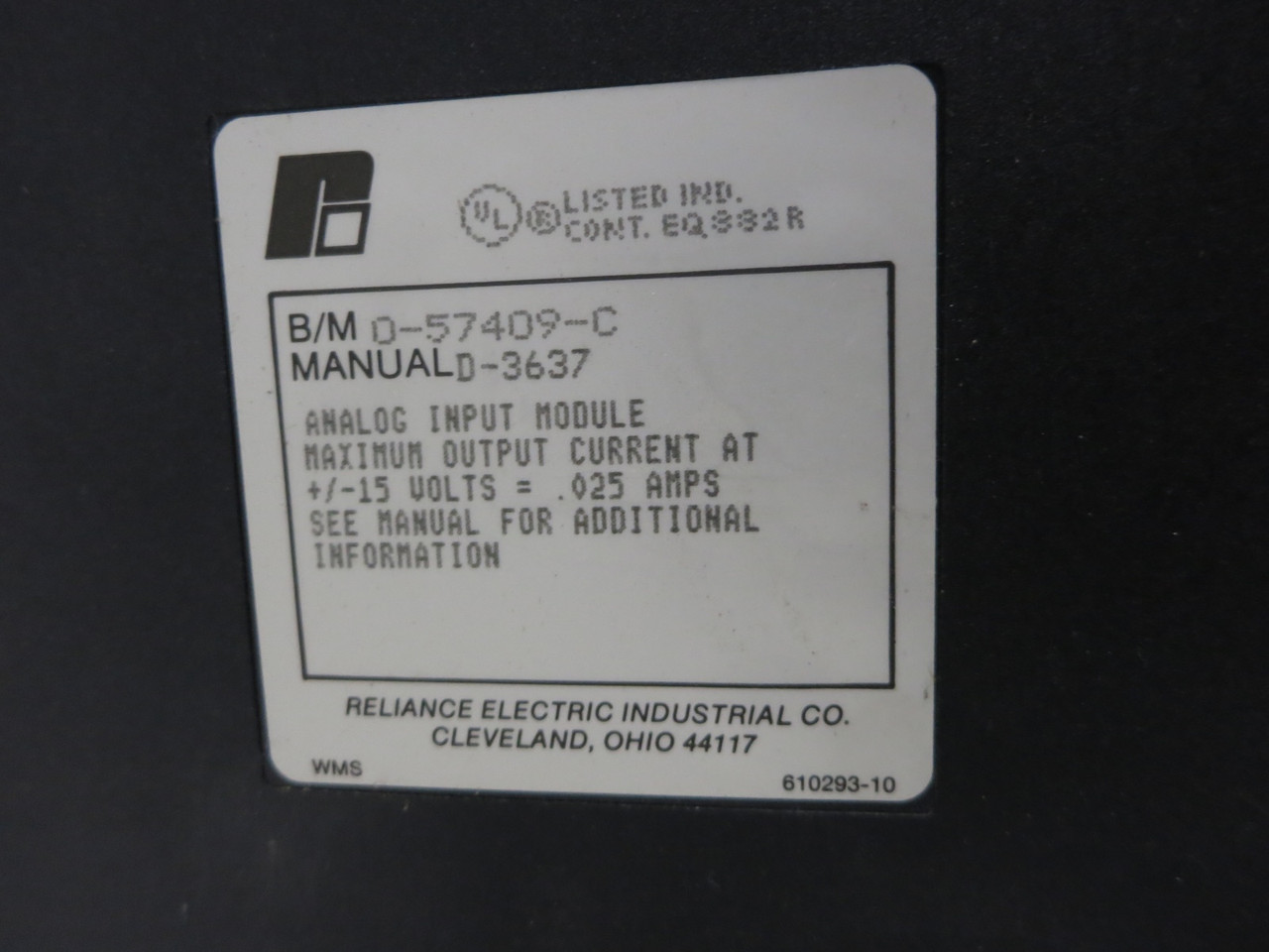 Reliance Electric 57C409 Analog Input Module PLC AutoMax 0-57409-C D-3637 (DW4198-1)