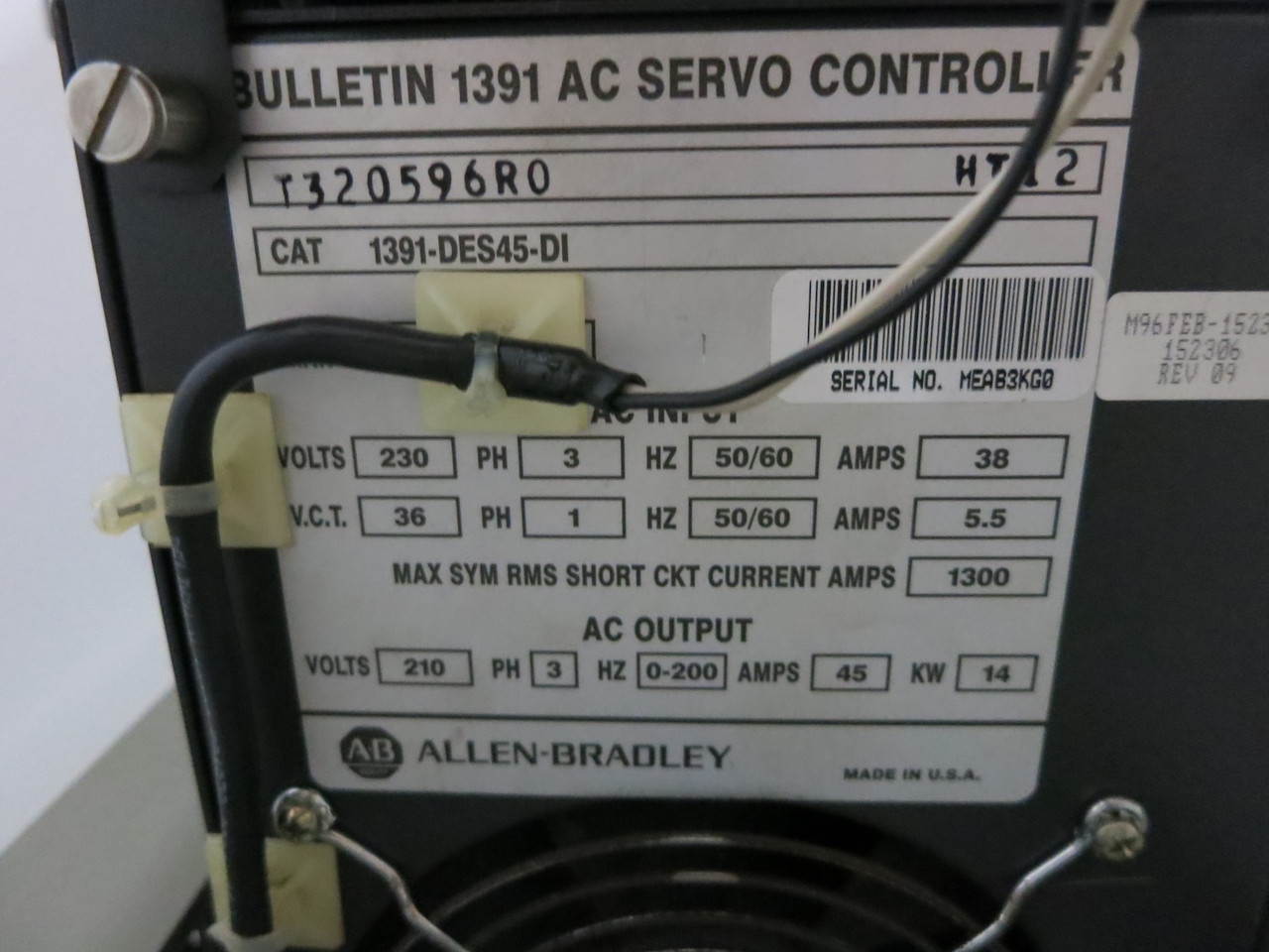 Allen Bradley 1391-DES45-DI Digital Servo Drive Cabinet AC VS DES 1305-BA06A-HA2 (DW4222-1)
