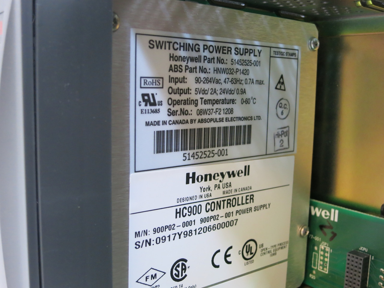 Honeywell 900R04-0001 HC900 4-Slot I/O Rack PLC Module 900P02-0001 Power Supply (DW4280-1)